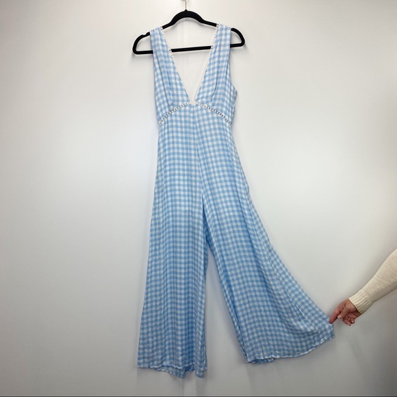 Lost + Wander Fiesta Gingham Jumpsuit Baby Blue - Picture 5 of 10